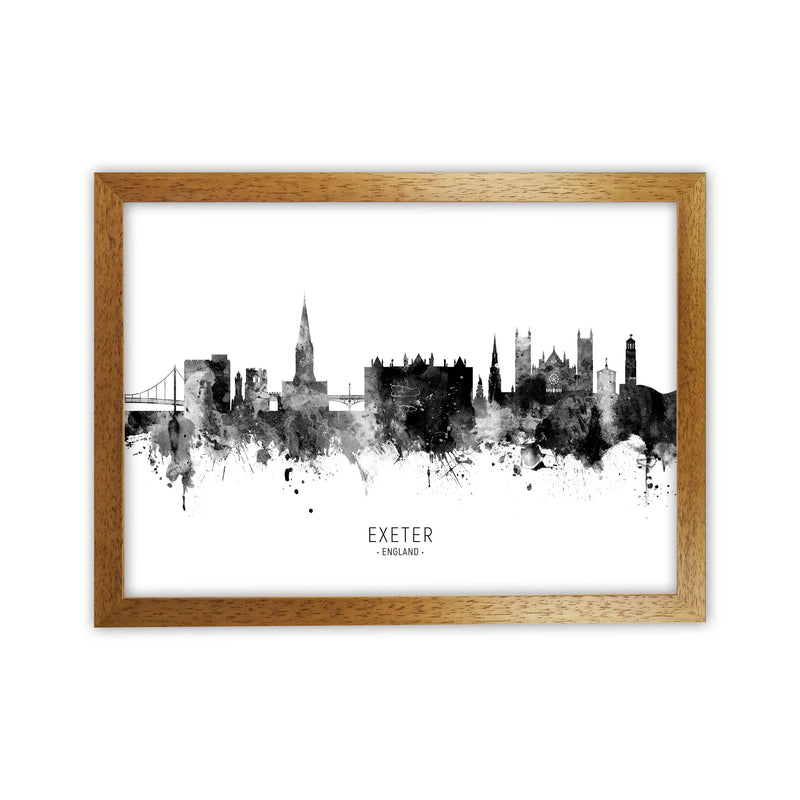 Exeter England Skyline Black White City Name  by Michael Tompsett Oak Grain
