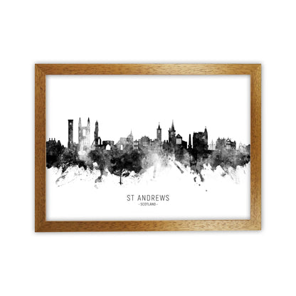 St Andrews Scotland Skyline Black White City Name  by Michael Tompsett Oak Grain