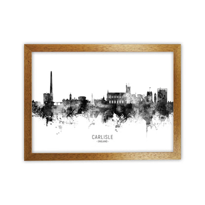 Carlisle England Skyline Black White City Name  by Michael Tompsett Oak Grain