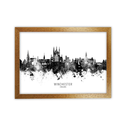 Winchester England Skyline Black White City Name  by Michael Tompsett Oak Grain