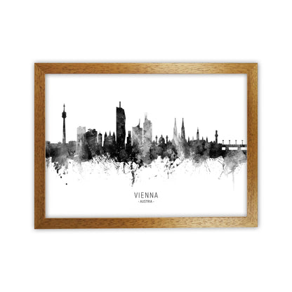 Vienna Austria Skyline Black White City Name  by Michael Tompsett Oak Grain