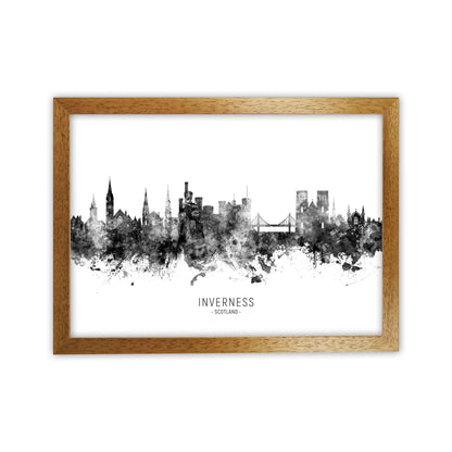 Inverness Scotland Skyline Black White City Name  by Michael Tompsett Oak Grain