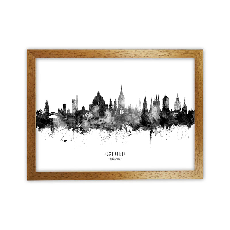 Oxford England Skyline Black White City Name  by Michael Tompsett Oak Grain