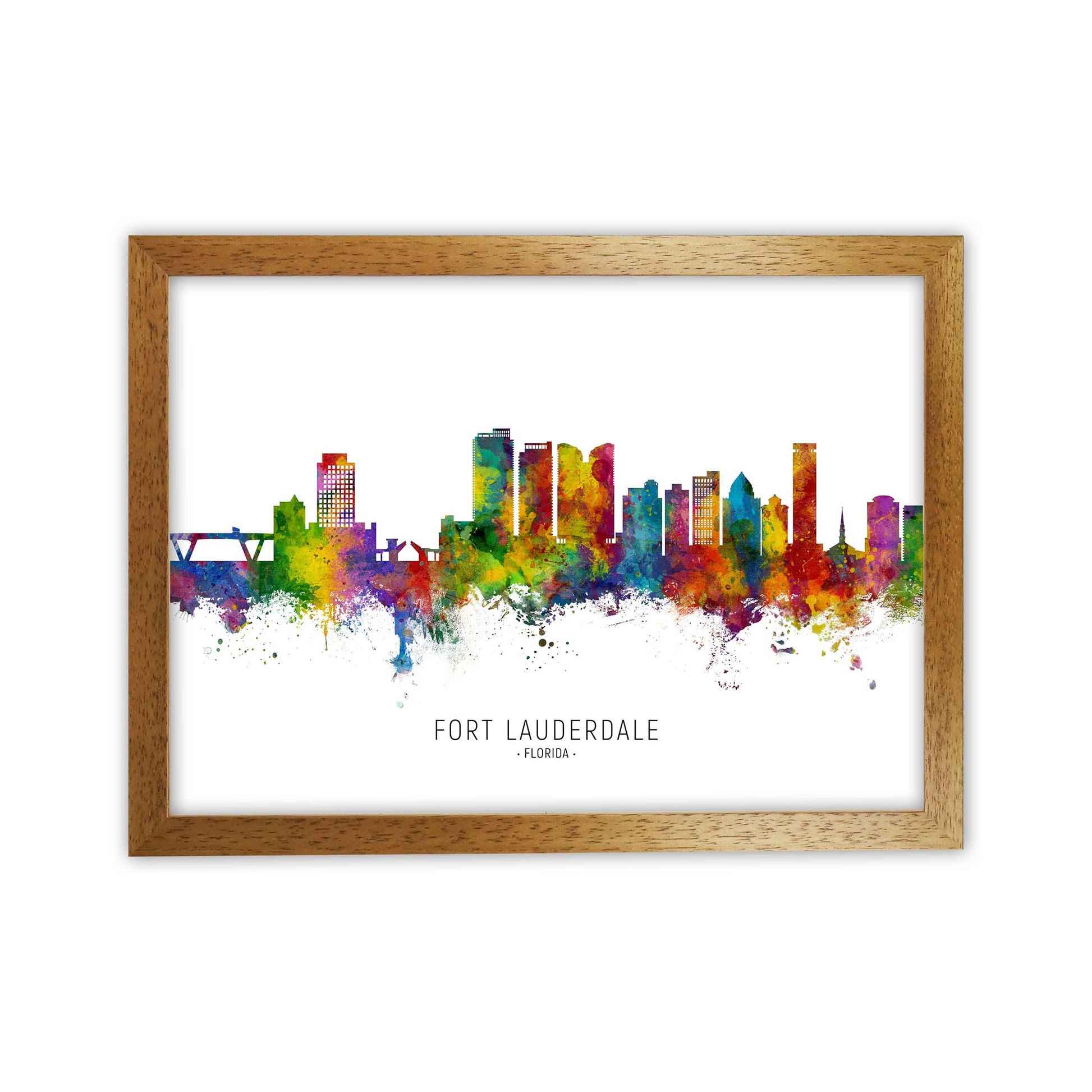 Fort Lauderdale Florida Skyline Art Print by Michael Tompsett Oak Grain