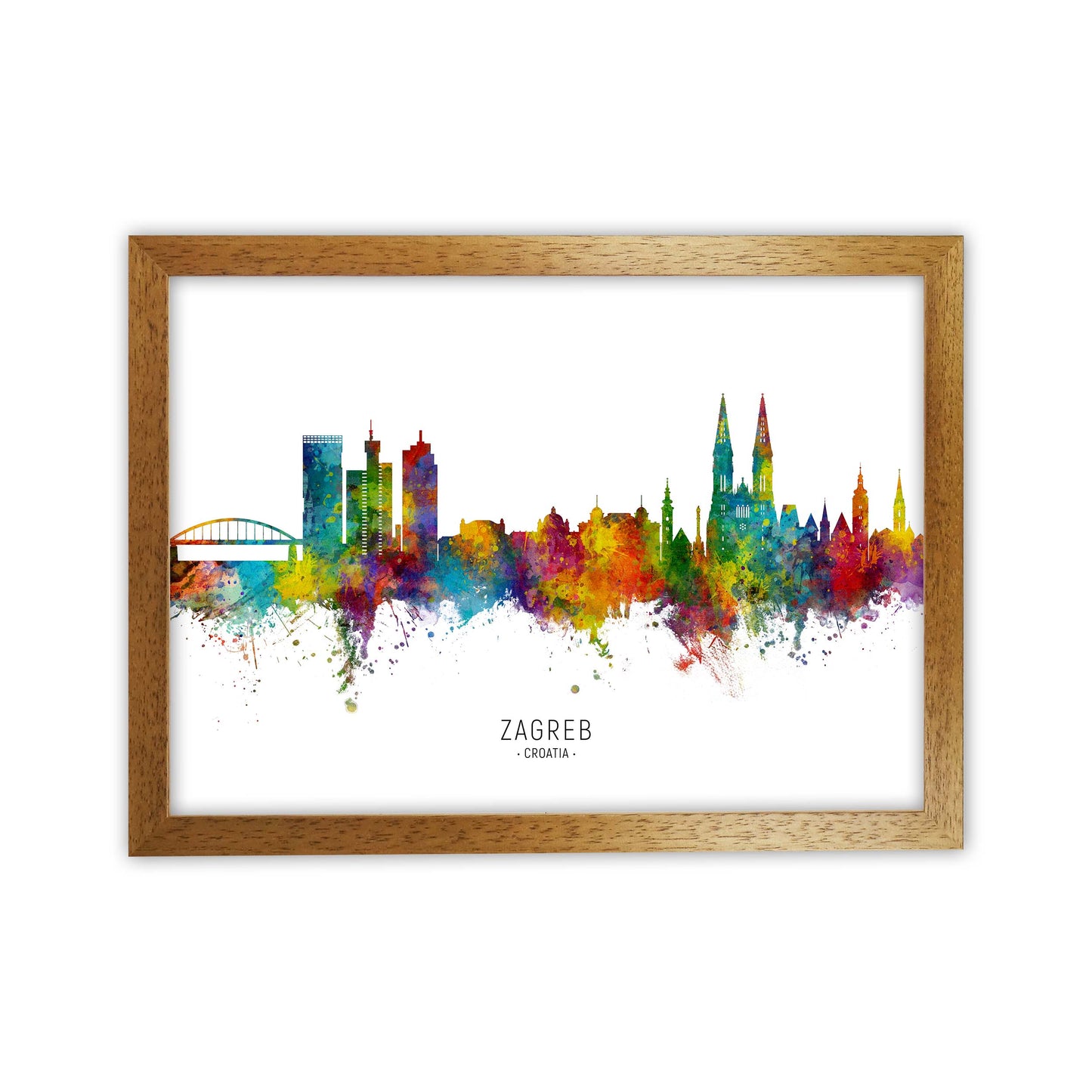 Zagreb Croatia Skyline Art Print by Michael Tompsett Oak Grain