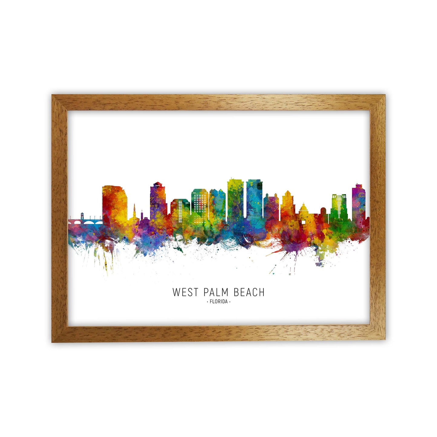 West Palm Beach Florida Skyline Art Print by Michael Tompsett Oak Grain