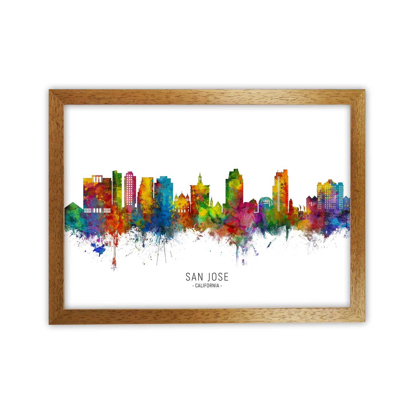 San Jose California Skyline Art Print by Michael Tompsett Oak Grain