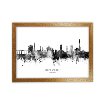 Huddersfield England Skyline Black White City Name  by Michael Tompsett Oak Grain