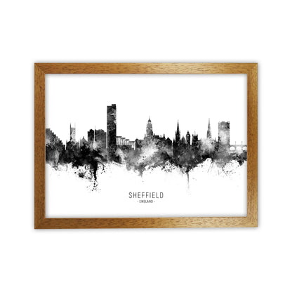 Sheffield England Skyline Black White City Name  by Michael Tompsett Oak Grain