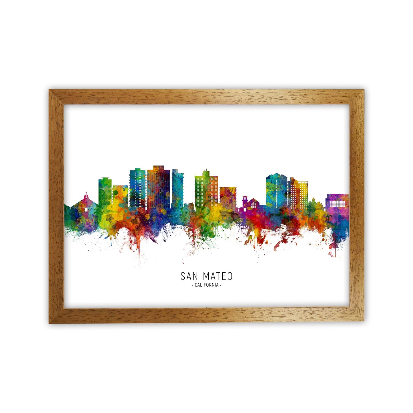 San Mateo California Skyline Art Print by Michael Tompsett Oak Grain