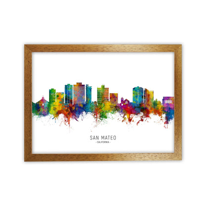 San Mateo California Skyline Art Print by Michael Tompsett Oak Grain