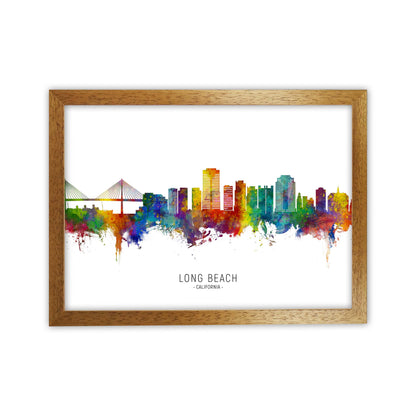 Long Beach California Skyline Art Print by Michael Tompsett Oak Grain