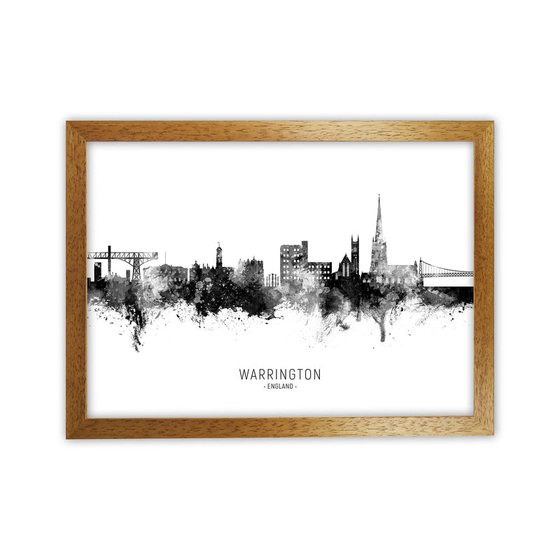 Warrington England Skyline Black White City Name  by Michael Tompsett Oak Grain