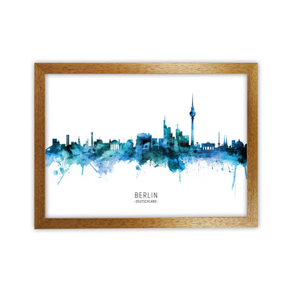 Berlin Deutschland Skyline Blue City Name  by Michael Tompsett Oak Grain