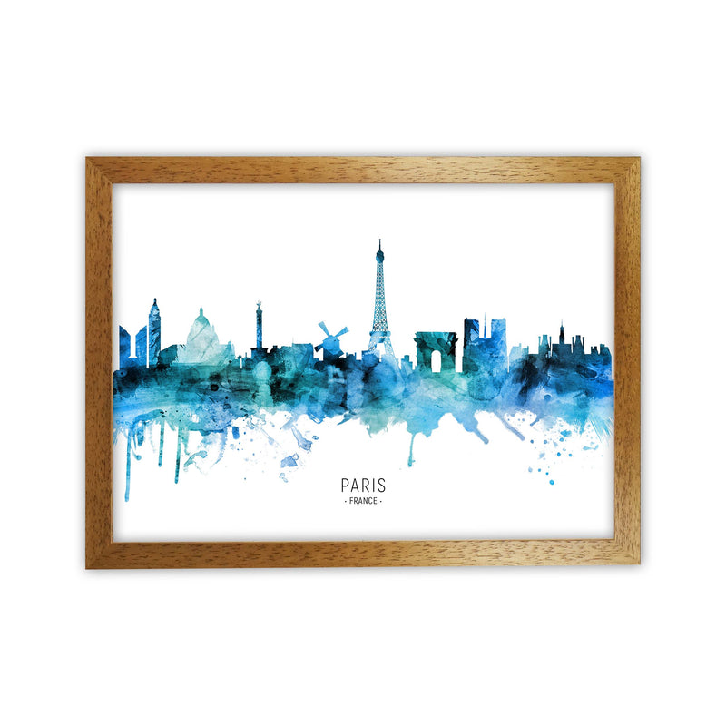 Paris France Skyline Blue City Name Print by Michael Tompsett Oak Grain