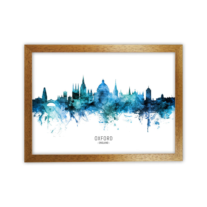 Oxford England Skyline Blue City Name  by Michael Tompsett Oak Grain