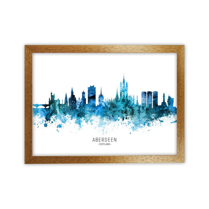 Aberdeen Scotland Skyline Blue City Name  by Michael Tompsett Oak Grain