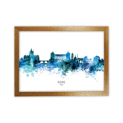 Rome Italy Skyline Blue City Name Print by Michael Tompsett Oak Grain