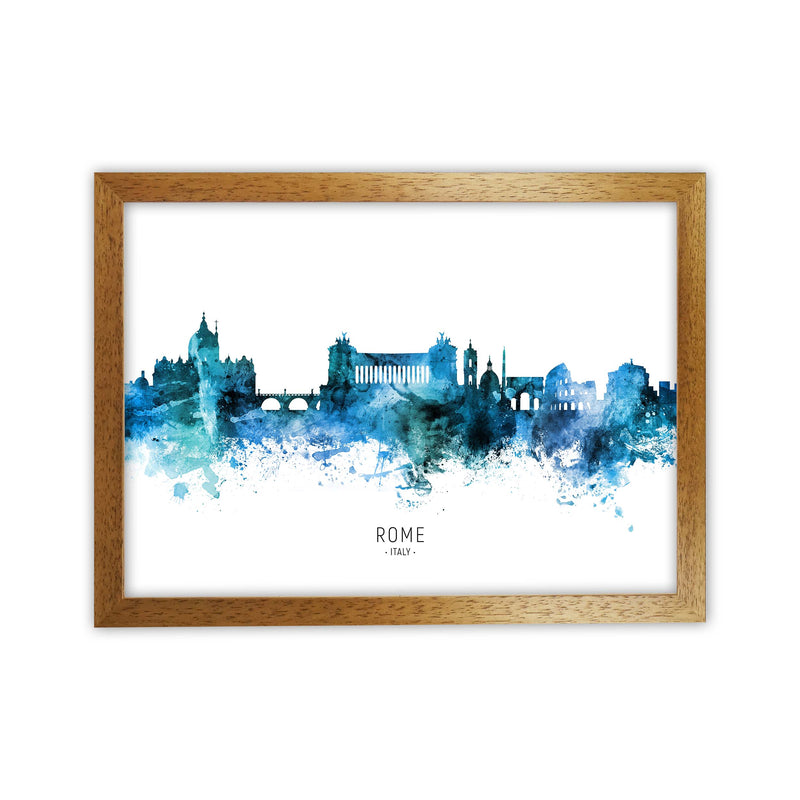 Rome Italy Skyline Blue City Name Print by Michael Tompsett Oak Grain