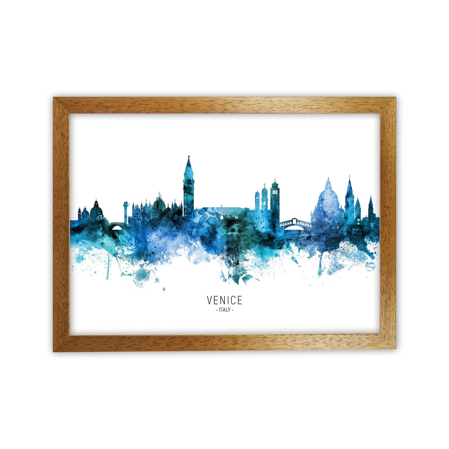 Venice Italy Skyline Blue City Name Print by Michael Tompsett Oak Grain