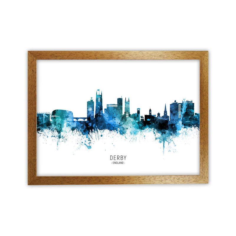 Derby England Skyline Blue City Name  by Michael Tompsett Oak Grain