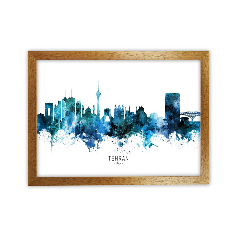 Tehran Iran Skyline Blue City Name Print by Michael Tompsett Oak Grain