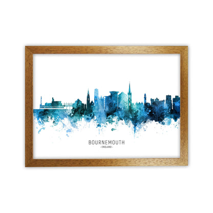 Bournemouth England Skyline Blue City Name  by Michael Tompsett Oak Grain