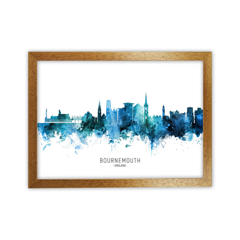 Bournemouth England Skyline Blue City Name  by Michael Tompsett Oak Grain