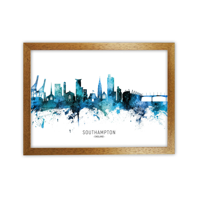 Southampton England Skyline Blue City Name  by Michael Tompsett Oak Grain