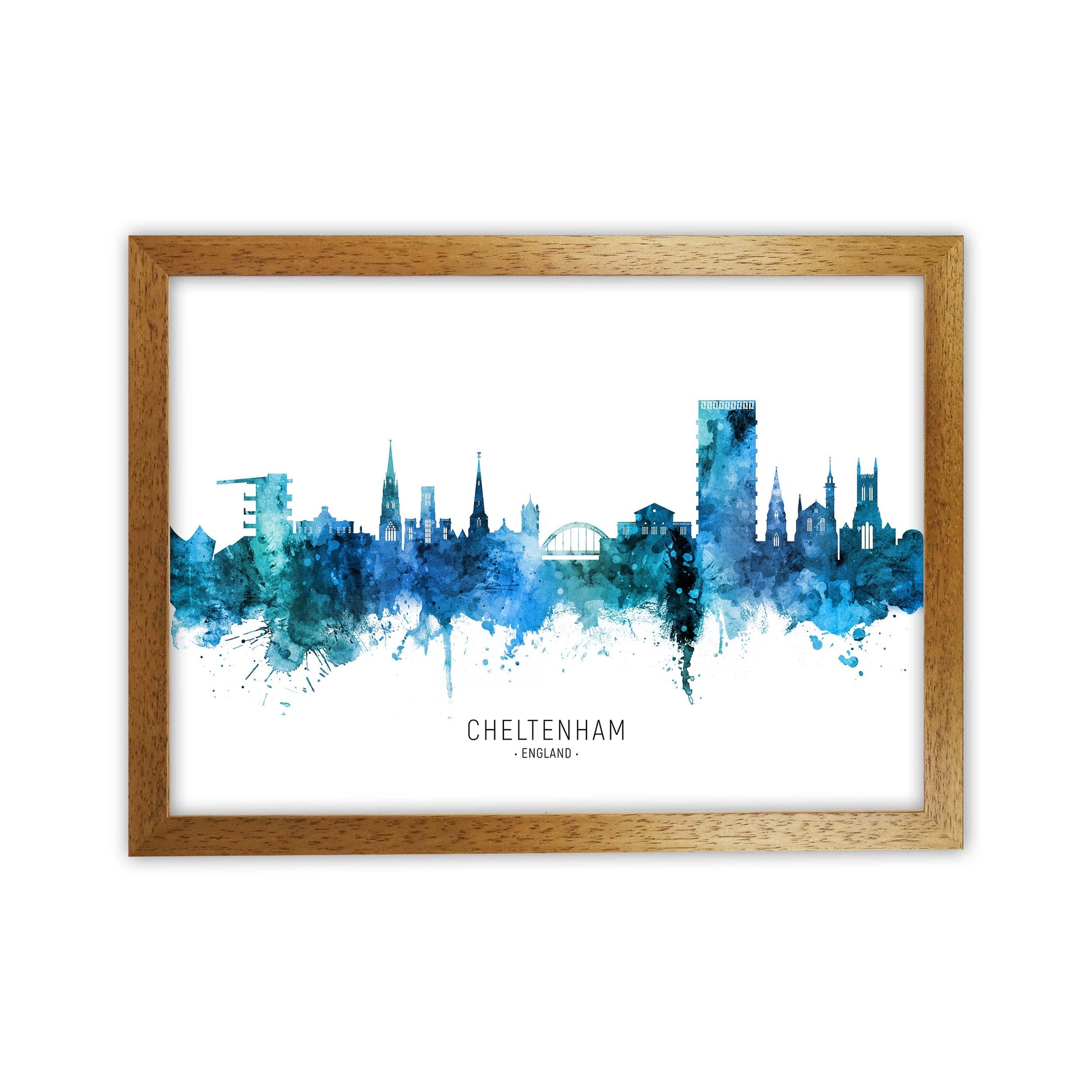 Cheltenham England Skyline Blue City Name  by Michael Tompsett Oak Grain