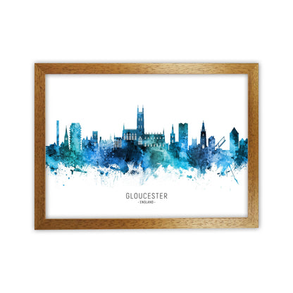 Gloucester England Skyline Blue City Name  by Michael Tompsett Oak Grain