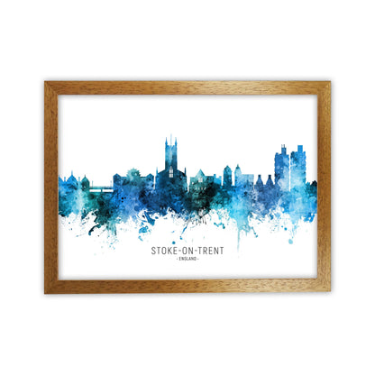 Stoke-On-Trent England Skyline Blue City Name  by Michael Tompsett Oak Grain