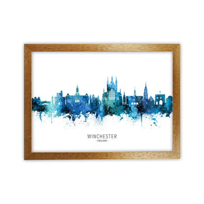 Winchester England Skyline Blue City Name  by Michael Tompsett Oak Grain