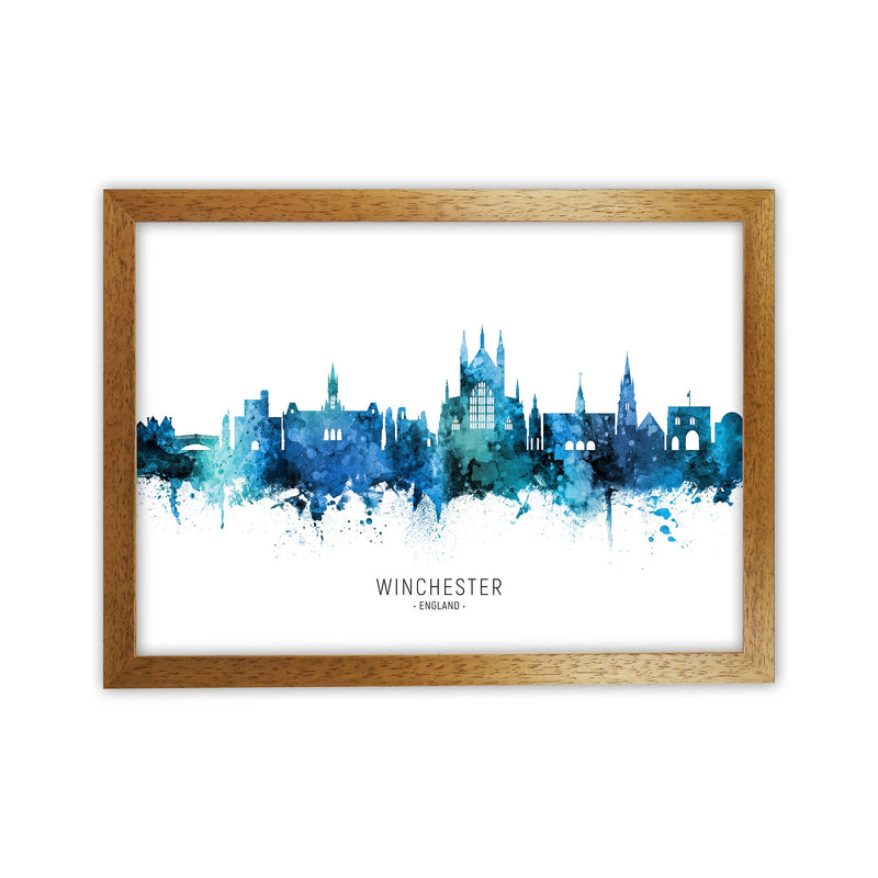 Winchester England Skyline Blue City Name  by Michael Tompsett Oak Grain