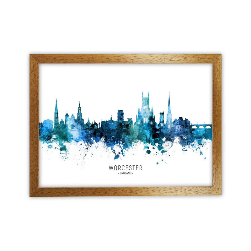 Worcester England Skyline Blue City Name  by Michael Tompsett Oak Grain