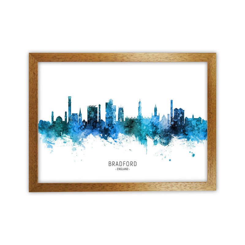 Bradford England Skyline Blue City Name  by Michael Tompsett Oak Grain