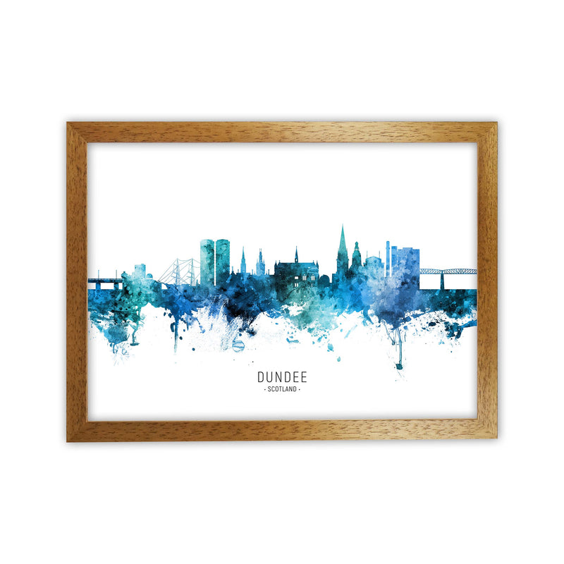 Dundee Scotland Skyline Blue City Name  by Michael Tompsett Oak Grain
