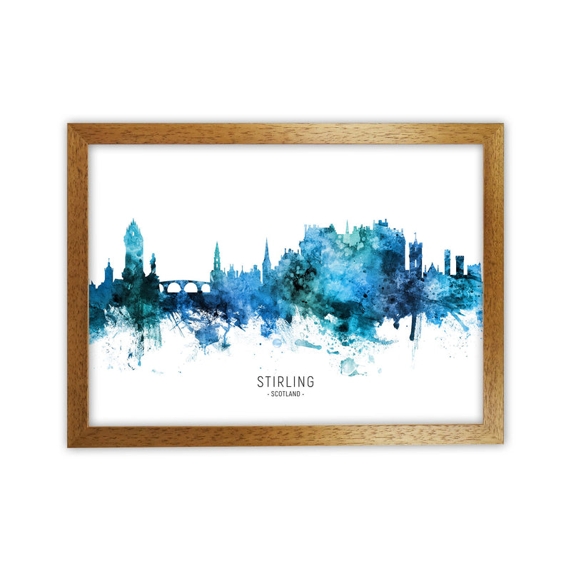 Stirling Scotland Skyline Blue City Name  by Michael Tompsett Oak Grain