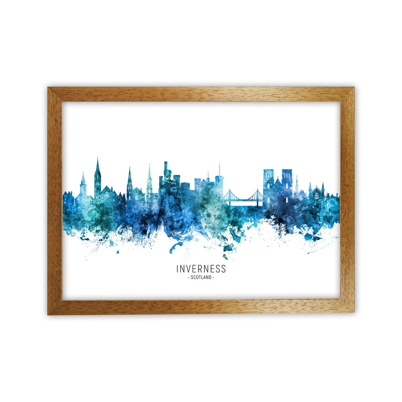 Inverness Scotland Skyline Blue City Name  by Michael Tompsett Oak Grain