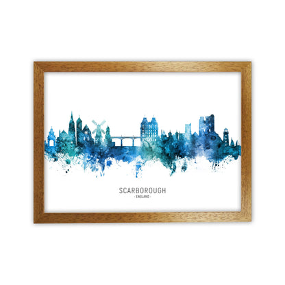 Scarborough England Skyline Blue City Name  by Michael Tompsett Oak Grain