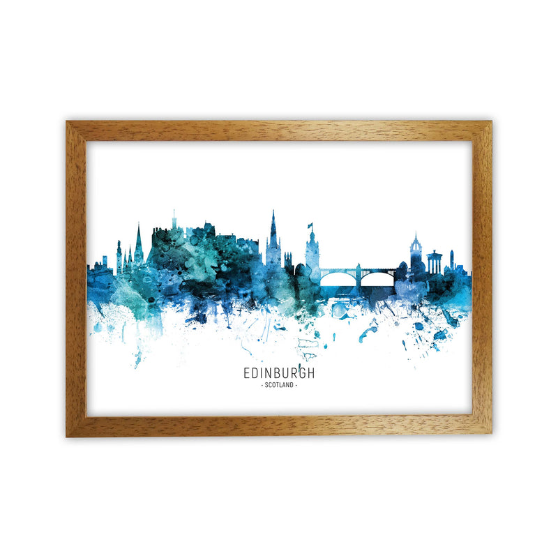 Edinburgh Scotland Skyline Blue City Name  by Michael Tompsett Oak Grain