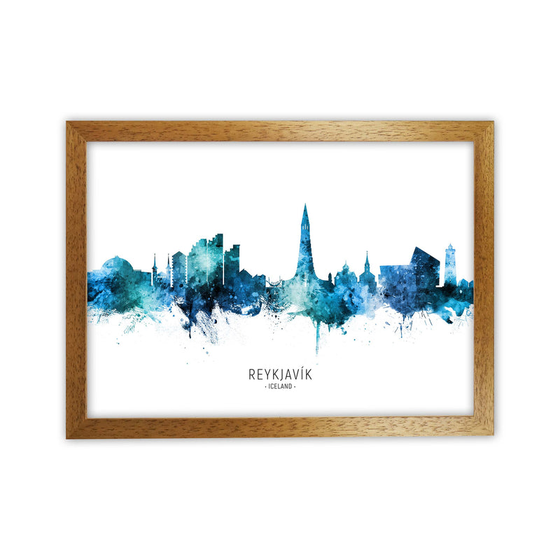 Reykjavik Iceland Skyline Blue City Name  by Michael Tompsett Oak Grain