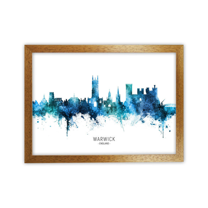 Warwick England Skyline Blue City Name  by Michael Tompsett Oak Grain