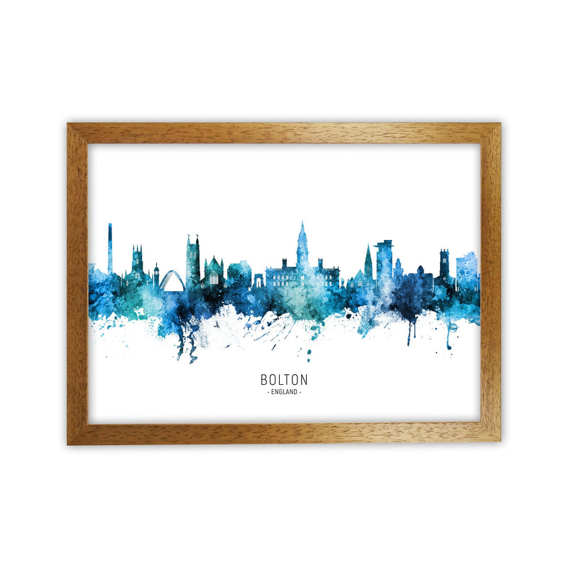 Bolton England Skyline Blue City Name  by Michael Tompsett Oak Grain