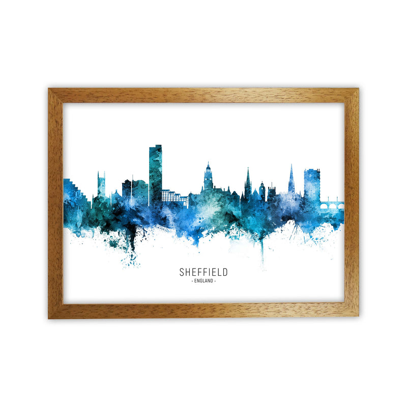 Sheffield England Skyline Blue City Name  by Michael Tompsett Oak Grain