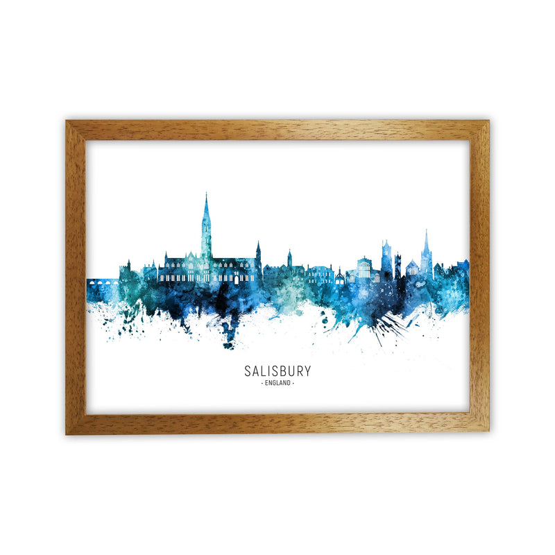 Salisbury England Skyline Blue City Name  by Michael Tompsett Oak Grain