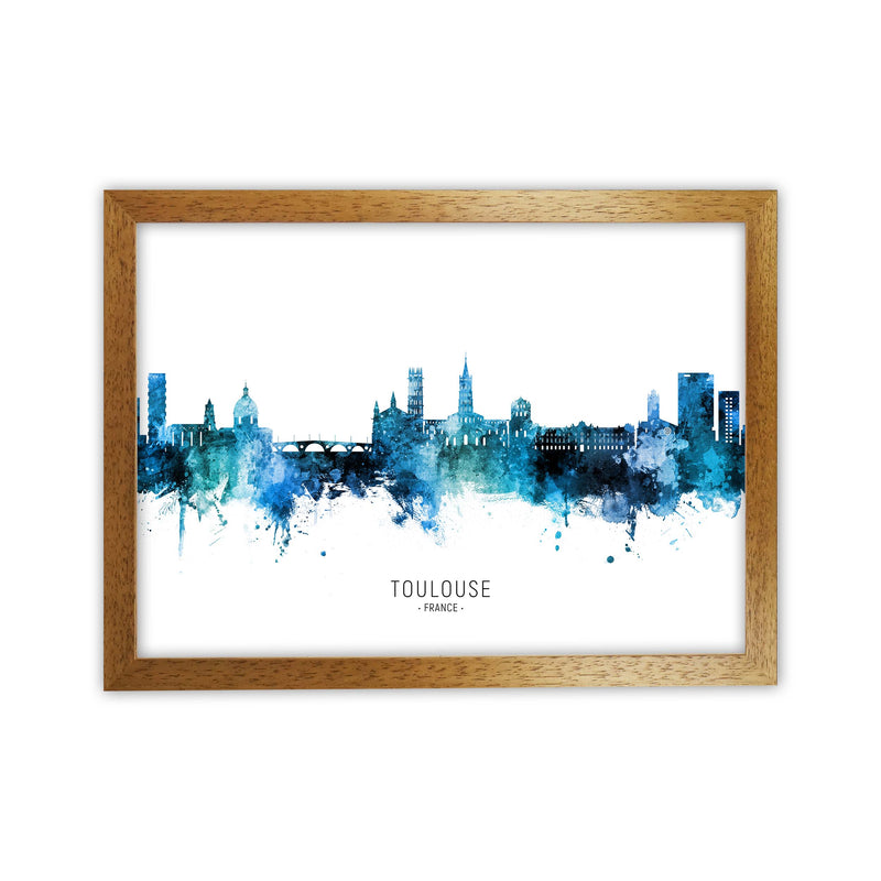 Toulouse France Skyline Blue City Name  by Michael Tompsett Oak Grain