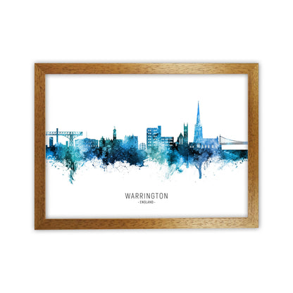 Warrington England Skyline Blue City Name  by Michael Tompsett Oak Grain