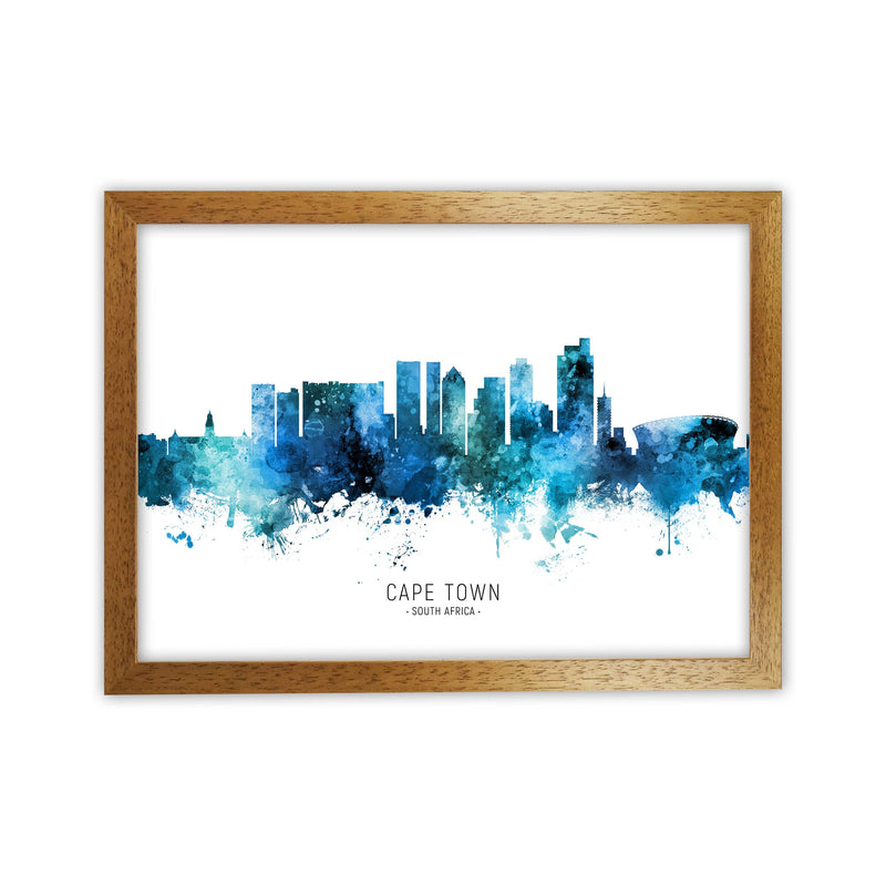 Cape Town South Africa Skyline Blue City Name  by Michael Tompsett Oak Grain