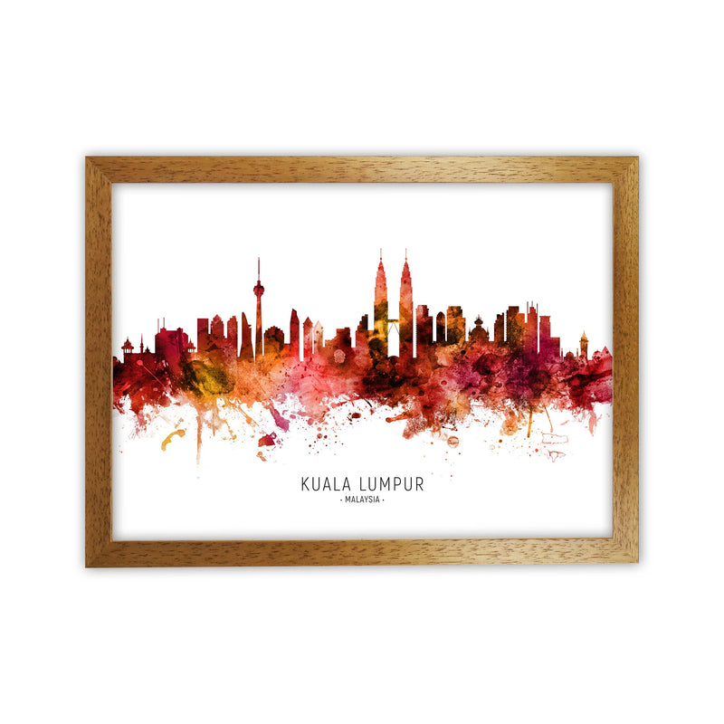 Kuala Lumpur Malaysia Skyline Red City Name  by Michael Tompsett Oak Grain